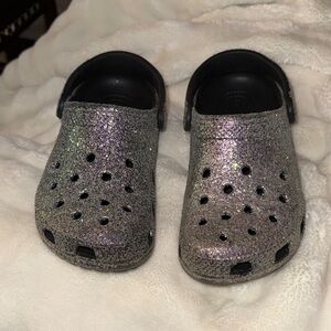 CROCS Glittery Kids Sandals - Black and Silver